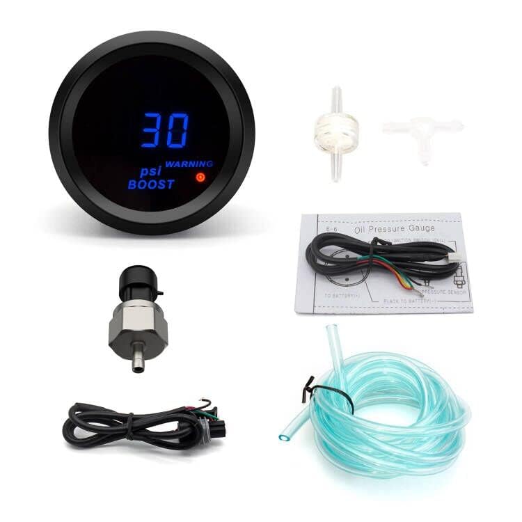 SINCO TECH Car Digital Gauge 52mm Blue LED Automobile Meter… (Boost Gauge(New Sensor)) - Image 2